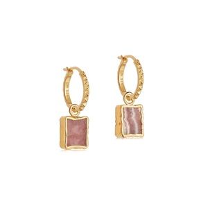 Missoma Rhodochrosite Mini Charm Hoop Earrings.